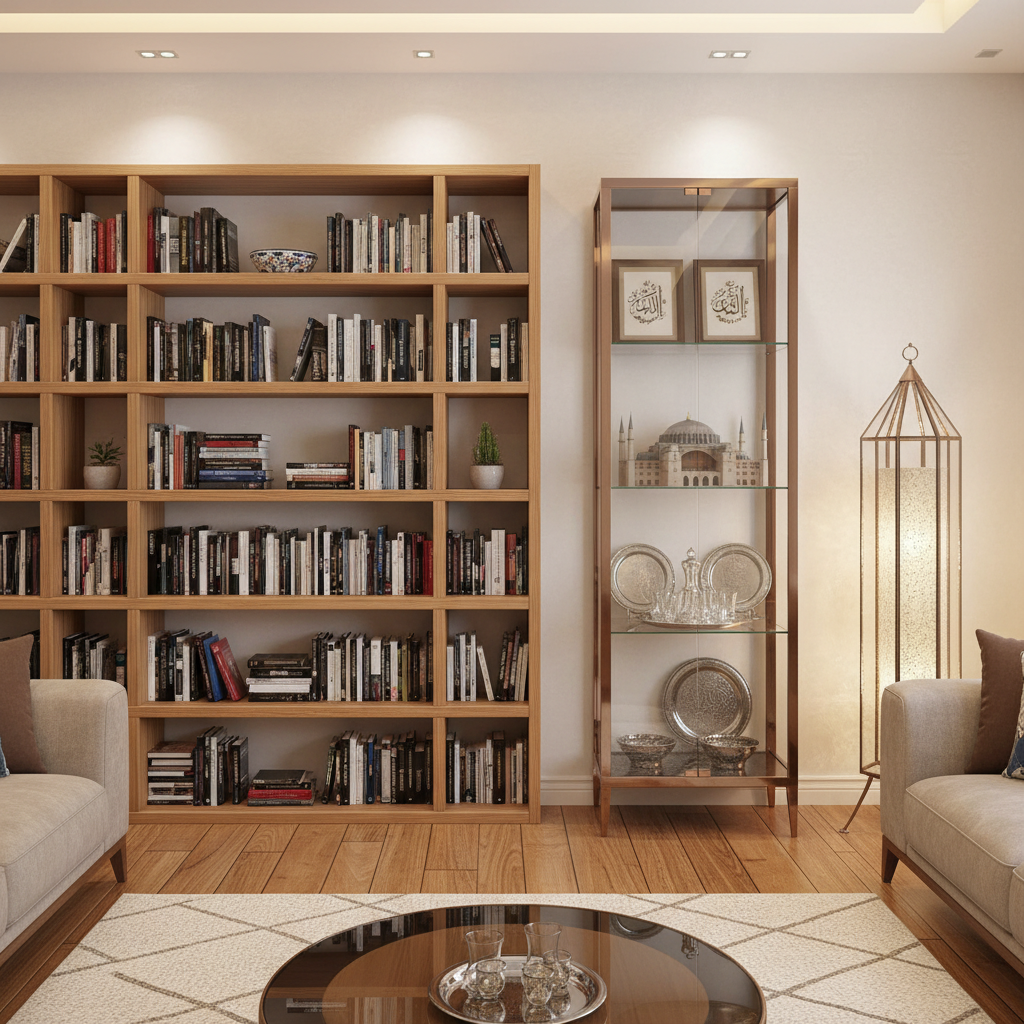 Kitaplık ve vitrin karşılaştırması - Modern oturma odası dekorasyonu
